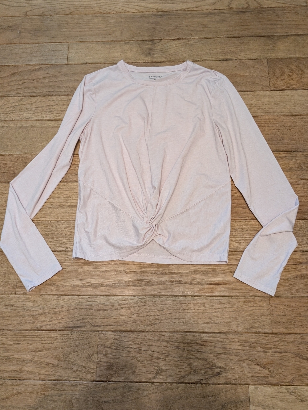 Women's Athleta Light Pink Long-Sleeve Twist-Front Top Size Medium
